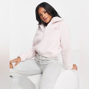 Fila pink half zip teddy fleece